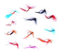 12pcs/Set Feathered Artificial Dry Fly Fish Hooks Lure Bait Fishing Tackle Fashion Book
