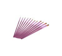 12pcs / set Gouache Stylo Nylon Cheveux Aquarelle Peinture Pinceau Fournitures Artistiques (Violet, Plat)