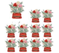 12PCS Set Of Ironing Straw Hat Small Lots Of Flower Fairy Embroidery Cloth Patches Clothes Decoration Coffee Patch(Red)