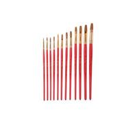 12pcs / set stylo gouache nylon cheveux aquarelle peinture pinceau fournitures d'art (rouge, plat)