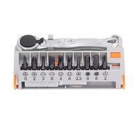12Pcs Silver Ratchet Wrench Kit with Cross Slot Bit, Automatic Ejection, Chrome Steel, 360° Rotatable Snap Insert Plate, Manual Operation, excellent for
