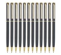 12pcs Smooth Writing Pen Metal Ballpoint Pen 1.0 Mm Rotation Rotation Ballpoint Stationery School Office