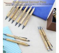 12pcs Stylo À Bille En Bambou Inspirant À Encre Noire,Rétractable De Motivation En Bambou,Stylo En Bois Avec Des Phrases De Motivation Avec Le Dicton Tu Peux Le Faire Pour Collègue