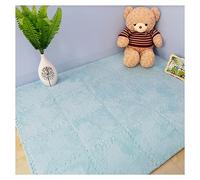 12pcs - Tapis De Sol en Mousse De Puzzle en Peluche - Carreaux De Moquette Emboîtables - Tapis De Puzzle Moelleux pour Sol, Carreaux De Sol en Mousse De 12 X 12 Pouces(Color:Bleu)