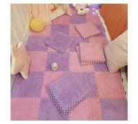 12pcs - Tapis De Sol en Mousse De Puzzle en Peluche - Carreaux De Moquette Emboîtables - Tapis De Puzzle Moelleux pour Sol, Carreaux De Sol en Mousse De 12 X 12 Pouces(Color:Rose+Violet)