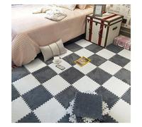 12pcs - Tapis De Sol en Mousse De Puzzle en Peluche - Carreaux De Moquette Emboîtables - Tapis De Puzzle Moelleux pour Sol, Carreaux De Sol en Mousse De 12 X 12 Pouces(Color:Blanc+Gris)