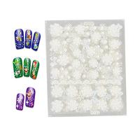 12pcs thème de noël autocollants nail art nail décalcomanies de transfert bricolage outils de décoration(Type de flocon de neige de Noël)