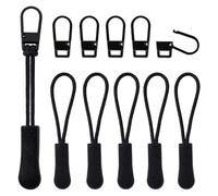 12pcs Tirette Fermeture Eclair Remplacement, Tête de Fermeture Éclair et Cordon Fermeture Éclair Tirettes de Réparation Zipper Pull pour Bagages Vêtements Sacs à Dos Vestes Pantalons