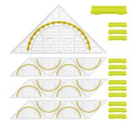 12Pcs Triangle Geo Incassable en Plastique, 15.7cm Triangle de Géométrie de l'École Primaire, Géotriangle de Dessin Transparent Carré avec Poignée, Petite Équerre Flexible pour Étudiants Enseignants