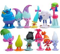 12pcs Trolls Figure Jouet PVC Figurines Film Miniatures Poupées de collection Enfants Cadeau d'anniversaire