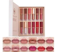 12pcs Velvet Matte Liquid Lipstick Set Set,Kit De Teinture À Lèvres Nude De Tasse Antiadhésive,Brillant À Lèvres Mat Et Pailleté Imperméable À L¿Eau Et À Séchage Rapide De Longue Durée