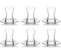 12pcs verres à thé turcs avec soucoupes modèle Derin