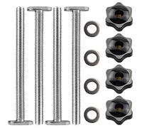 12Pcs Vis De Serrage M8 Boutons à Main En Forme D'éToile Vis Papillon Bouton T-Track éCrous Coulissants Avec 4 Tiges FiletéEs Et 4 éCrous à Bouton Pour Travail Du Bois, éQuipement MéCanique (Modèle T)