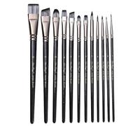 12PCS Wood Handle Paint Brush Nylon Bristle Paint Brush for Gouaches Watercolor Oil Face and Body Painting Watercolor Oil Brushes