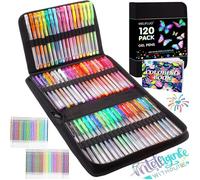 12pcs0 Stylos Pailletés 60 Stylos Couleur avec 60 Recharges de Stylos dans un étui à fermeture éclair pour Coloriage Adulte