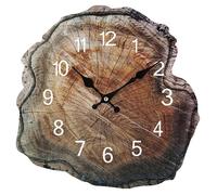 12Pouces Simulation Anneau Annuel en Bois Horloge Murale Vieux Grain de Bois Horloges Silencieuses Montre Salon DéCorations de