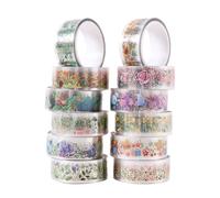 12rolls Ruban Décoratif 15mmx2m Floral Esthétique Scrapbooking Pour Un Album Photo Journal Planner Enveloppant Ruban