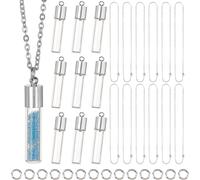 12set Kit De Fabrication De Collier De Fiole Pendentifs De Fiole De Sablier Fait À La Main En Verre Transparent Bouchon À Vis Bouteille Charms Collier Chaîne Et Anneaux De Saut