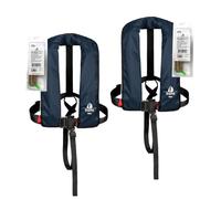 12skipper Lot de 2 Gilets de Sauvetage Automatiques ISO 165N avec Harnais, 2 Kits d'entretien Inclus, Bleu Marine