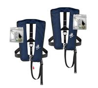 12skipper Lot de 2 Gilets de Sauvetage Automatiques ISO 300N avec Harnais, 2 Kits d'entretien Inclus, Bleu Marine
