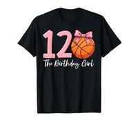 12th Birthday Girl Basketball Ball Coquette Pink 11 Eleven T-Shirt