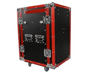12U Pro Audio PA DJ Rack Road Case, armoire d'équipement de studio, support stéréo réseau mobile avec dessus de table de mixage DJ, conception roulante for les performances de fête sur scène(A)