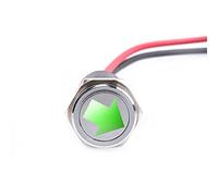 12V 14mm Métal Spécial Symbole Indicateur LED Tableau de Bord Avertissement Antibrouillard Tête Plate Abat-jour Argent pour Vélo Voiture Bateau Lampe(Tourner la lumière Sign2)