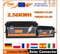 12V-200AH 24V-100AH LiFePO4 Battery Pack with BMS Grade A Rechargeable Lithium iron phosphate Cells For Camping EV Home System 200AH 12.8V