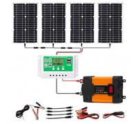 12V-220V Kit Solaire Onduleur 4KW/6KW Avec Panneau 100W Et Contrôleur 50A | Conversion 12V CC Vers 110V/220V CA, Charge Solaire 100W, Alimentation Hors Réseau, Maison, Camping-car(4000W,12V-110V)