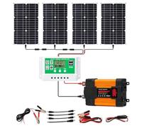 12V-220V Kit Solaire Onduleur 4KW/6KW Avec Panneau 100W Et Contrôleur 50A | Conversion 12V CC Vers 110V/220V CA, Charge Solaire 100W, Alimentation Hors Réseau, Maison, Camping-car(6000W,12V-220V)