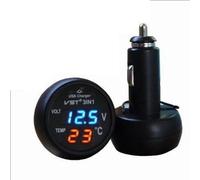 12v 24v 3-in-1 Cigarette Lighting Plug Type Usb Car Charger Type-c 5v Monitor Voltage Temperature Measurement Red and Blue Light + Red Green Full