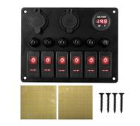 12V 24V 6 Buttons Car Switch Panel 15A Fuse Marine Circuit Breaker Voltmeter Tester Light Toggle USB Chargers 3.0 Auto Splitter(6 gang green)