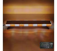 12V 24V 88LED Stroboscope 17 Modes Flash Étanche Barre Lumière d'avertissement Danger Balise avec contrôleur d'affichage numérique pour Voiture Camion Remorque Navires (Ambre/blanc, 47 pouces 88W)