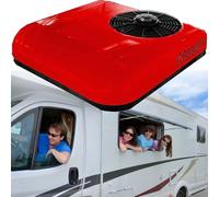 12V/24V DC RV Climatiseur 2 en 1 RV Climatiseur de Toit,Climatiseur de Stationnement électrique Camping-car Système de Climatisation pour Voiture RV Camion Camper Pe,Red-24V