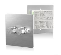 12V-24V Interrupteur à variateur rotatif double lumière LED (argent) | Deux cercles indépendants, luminosité continue, rotation facile, idéal pour les zones, utilisation flexible