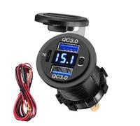 12V/24V Prise USB de Chargeur de Voiture, 72W Prise USB 12 Volts étanche | Double QC3.0 18W et 36W PD Adaptateur Allume-Cigarette 12V avec Voltmètre et Interrupteur pour Téléphones Moto Voiture RV