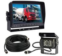 12V-24V véhicule Système de caméra de recul 17,8cm TFT LCD HD Moniteur avec Pare-Soleil + 4Pin étanche Recul 18LED Vision de Nuit Caméra de recul de Sauvegarde pour RV/Bus/remorque/Camion