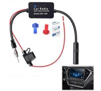 12V Amplificateur d’Antenne Radio Universel pour Voiture, Antenne FM avec Haute Gain de 25dB, Faible Bruit, Inclus Colle et Clip Rouge, Améliore la Réception des Signaux FM