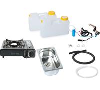 12V Camping Mini-cuisine camping-car kit évier 265x160x100 mm Barwig + réchaud à gaz