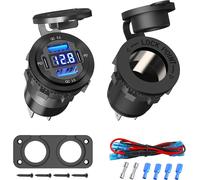 12v Car Charger Socket Panel: 78w Aluminum 4 Port Double 30w Pd & Dual Qc 3.0 Usb 150w Cigarette Lighter Socket With Voltmeter For 12v/24v Boat Suv Truck Caravan Marine