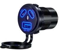12v Dual 45w Pd Type C And 18w Qc3.0 Usb Car Charger Socket With Waterproof Switch For 9v-32v Boats Cars Motorcycle