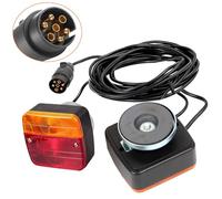 12V Feux Arrière Remorque Magnétique avec 7 Connecteur Prise Broches,Kit Feu Frein Imperméable avec 7.5m, 2.5m Câble,Lampe Licence, 2 Unités Éclairage Clignotant,Feu Arrière pour Camion,Caravane,Tract