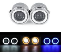12V Hi/Lo Beam Twin Phare Moto Double Double Double Lamp Street Fighter Naked Dominator Chrome - Blanc