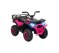 12V Kids Electric Ride on ATV, Battery-Powered Quad Bike w/ Spring Suspension, Forward Backward, Storage Basket, Pink