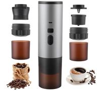 12V Machine à café portable avec batterie, compatible avec capsules Nespresso et café moulu, auto-chauffante, écran LED, chargeable