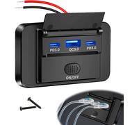 12v Prise De Chargeur Usb Voiture 90w Double Pd3.0 Type C & Qc3.0 Usb A Avec Interrupteur Étanche Et Led Bleue Prise Chargeur Voiture Rapide Pour Camping Car Bus Camion Moto Bateau[Shj41905137]