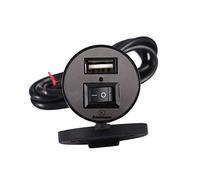 12V Prise Port d'alimentation Chargeur, Keenso USB Prise Téléphone Portable Chargeur Electrique avec Interrupteur 1.5A USB pour Moto Véhicule