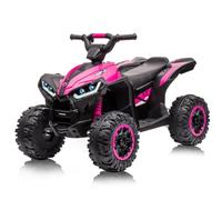 12V Quad Electrique Enfants avec 2,4 GHz Télécommande, Voiture Électrique Enfants avec Deux Réglages de Vitesse, Système de Suspension, Lumières LED, Musique, Radio, USB & AUX, ATV pour Enfant, 3+ Ans
