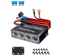 12V Répartiteur pour allume-cigare Voiture 4 Prises avec Boîtier Métallique | Support de Fixation, 2 USB-C PD30W + QC3.0, Câble 2M 2.5mm², Fusible 15A, pour Camping-Car Camion Bateau