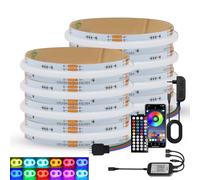 12V RGB Ruban LED COB, 840 LEDs/m multicolore Bande lumineuse LED avec 44 touches IR bluetooth musique RGB contrôleur pour chambre, bar, TV, cuisine, fête, décoration de bricolage.